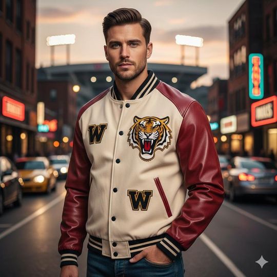 Discover Mens Baseball Varsity Jacket  Classic Letterman Style, 3D Embroidered Design, Premium Streetwear Outerwear