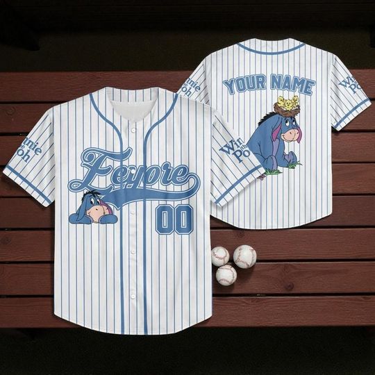 Discover Custom Baseball Jersey, Winnie The Pooh Eeyore Jersey, Personalized Clothing Gift, Christmas Gifts For Him
