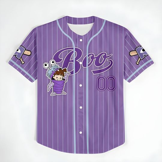 Custom Disney Monster Inc James Boo Baseball Jersey, Personalized Baseball Team Jersey, Birthday Gift for Monster Inc Fans Family