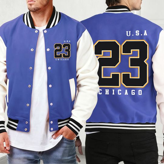 Discover Usa Chicago Number 23 Print Sport Casual Menswear Loose Fashion Jackets Men'S Pocket Street Coat Comfy Classic Baseball Jersey