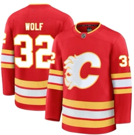 Discover Dustin Wolf Calgary Flames Premium Home Jersey - NWT - Multiple Sizes