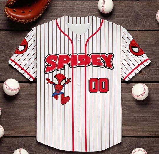 Discover Personalize Spidey And His Amazing Friends Cute Jersey, Custom Spider Verse Baseball Jersey Team, Disney Baseball Team Outfit
