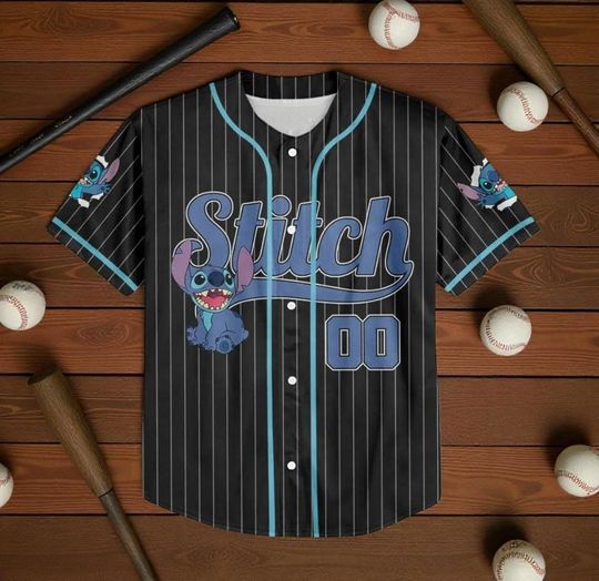 Discover Personalize Disney Stitch Jersey, Custom Kid Youth Adult Disney Jersey, Disney Baseball Jersey, Gifts for Disney Fans, Cute Stick Jersey
