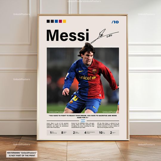 Discover Lionel Messi Poster, Ballon d'Or Winner, Barcelona Football Print, Argentine Football Wall Art, FC Barcelona Decor, Messi Football, Artwork