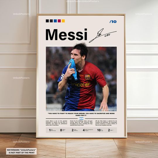 Discover Lionel Messi Poster, Ballon d'Or Winner, Barcelona Football Print, Argentine Football Wall Art, FC Barcelona Decor, Messi Football, Print