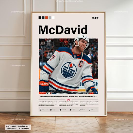 Discover Connor McDavid Poster, McDavid Oilers,  Hockey Print, NHL Sports Decor, Ice Hockey Artwork, McDavid Wall Art, McDavid Print, McDavid