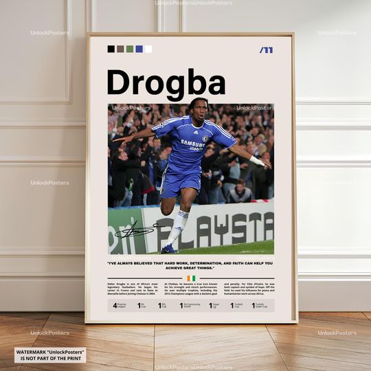 Discover Didier Drogba Poster, Drogba Chelsea, Football Print, Soccer Legend Decor, Goal Scorer Artwork, Drogba Wall Art, Drogba Prints, Print