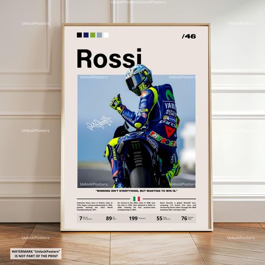 Discover Valentino Rossi Poster, Rossi Yamaha Wall Art, Framed Rossi MotoGP, Motorsport Grand Prix Decor, Rossi MotoGP, Motorcycle Racing Artwork