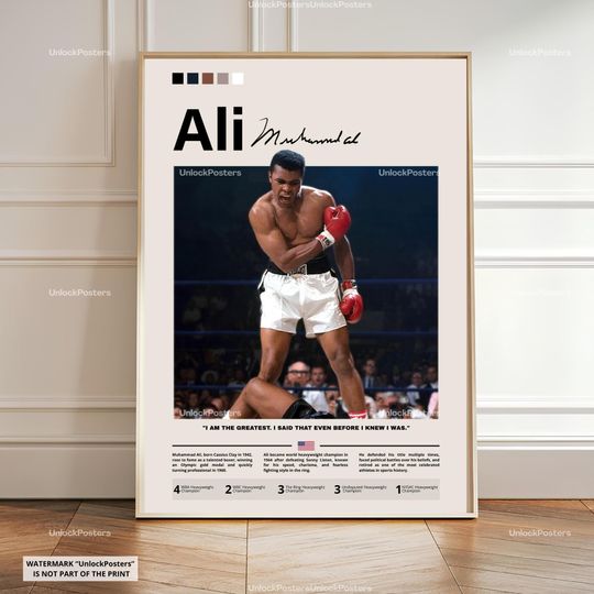 Discover Muhammad Ali Poster, Ali Print Wall Art, The Greatest Decor, Boxing Legend Poster, Boxing Print Gift Idea, Ali Boxing Fan Gift, Ali Artwork