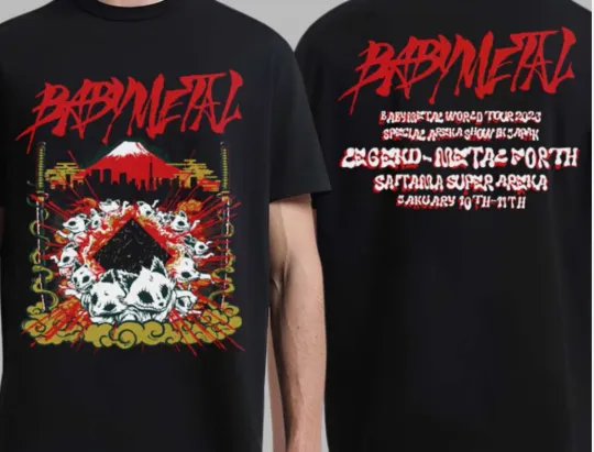 Babymetal Rock Tour 2026 short sleeve black color 2 side Shirt