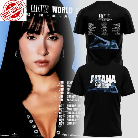 Discover Aitana Cuarto 2026 Azul World Tour Schedule Celebration Hoodie T-Shirt