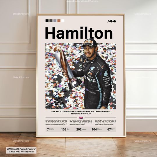 Discover Lewis Hamilton Poster, Mercedes F1 Champion, Trophy Winner, Framed Formula 1 Print, Motorsport Wall Art, Mercedes AMG Decor, Hamilton Racing