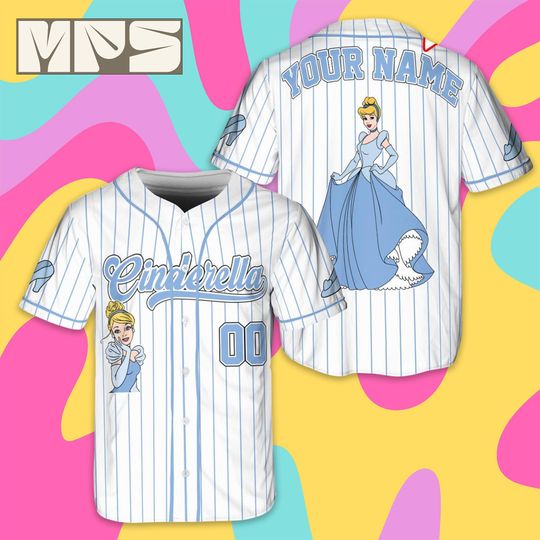 Discover Custom Cinde Princess Baseball Jersey, Personalized Glass Slipper Team Outfit,Matching Disney Family Trip Shirt, Kids Adult Disney Gift