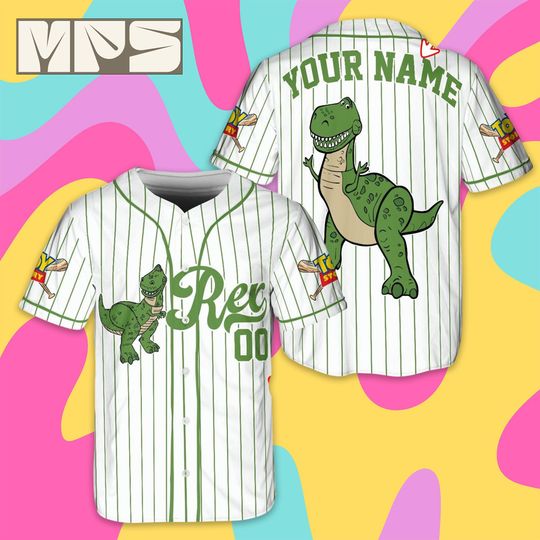 Discover Custom Disney Toy Story Rex Baseball Jersey, Personalized Kids Youth Adult Sports Outfit, Cute Rex Fan Gift, Disney World Family Trip Shirt
