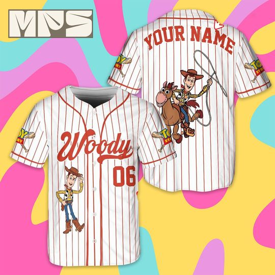Discover Custom Disney Toy Story Woody Baseball Jersey, Personalized Woody Cowboy Team Outfit, Vintage Disneyworld Trip Jersey, Disney Gift