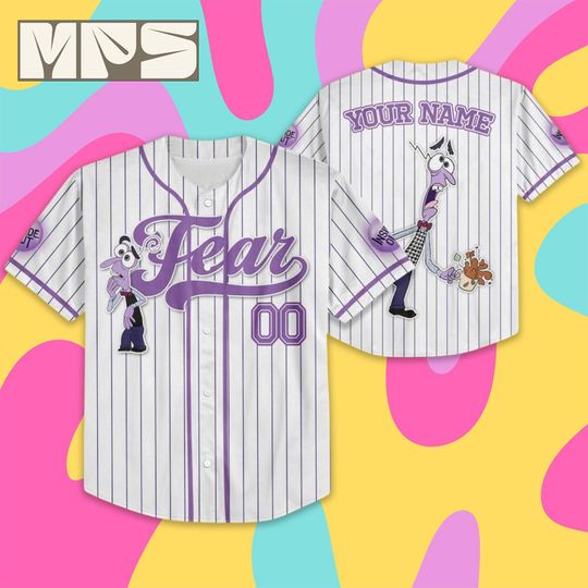 Discover Custom Disney Inside Out Fear Baseball Jersey, Inside Out 2 Athletic Jersey Shirt, Personalized Fear Fan Gift, Disney Trip 2026 Outfit