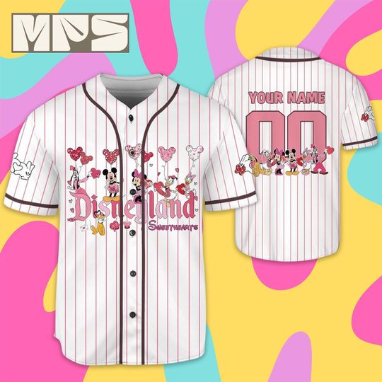 Discover Personalized Disney Mickey & Friends Valentine Baseball Jersey, Custom Disneyland Family Jersey, Happy Valentines Day Matching Group Outfit