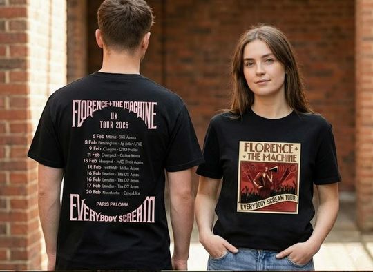 Discover Florence + The Machine: "Everybody Scream" 2026 UK Tour T-Shirt (1920s Art Deco Edition)