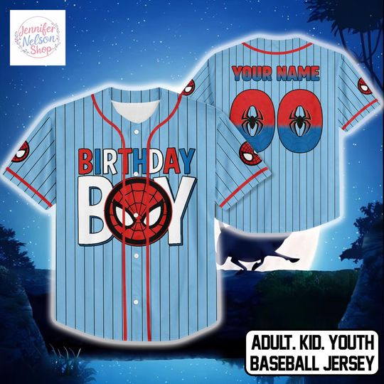 Discover Birthday Boy Baseball Jersey, Spider Theme Jersey, Personalized Name Number, Adult Youth Kid Baseball Shirt