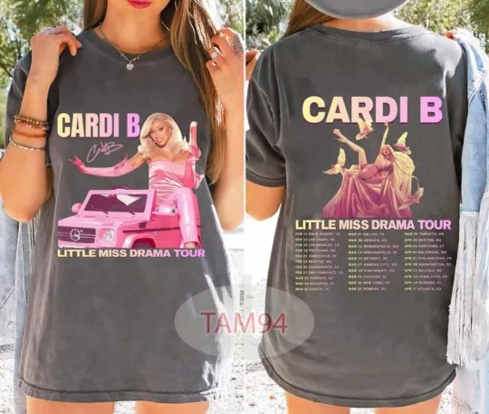 Discover CARDI B Little Miss Drama Tour Shirt 2026, Cardi B Concert Graphic Tee T-Shirt