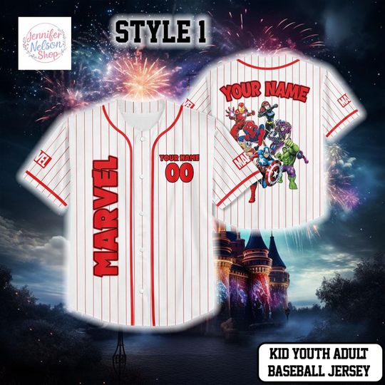 Discover Personalized Superhero Baseball Jersey, Red Comic Baseball Jersey, Custom Name Number Jersey for Kids Youth Adults