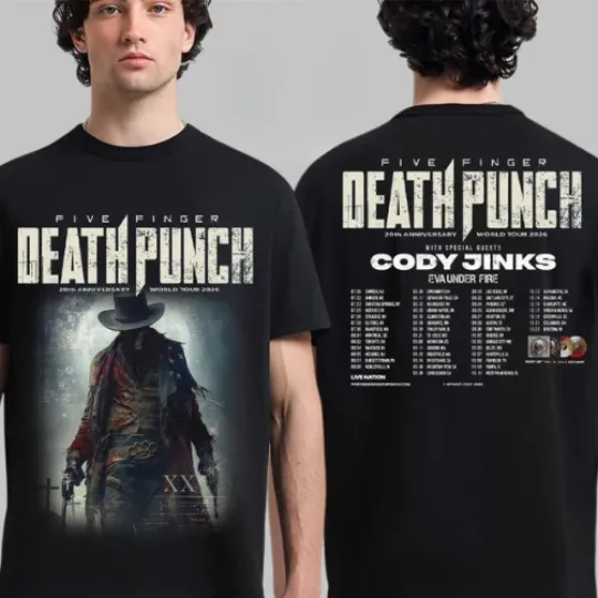 Five Finger Death Punch 20th Anniversary World Tour 2026 Band T-Shirt