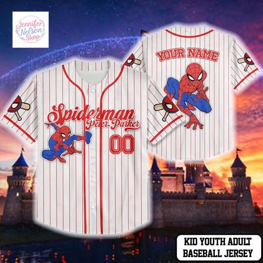 Custom Disney Spiderman Spiderverse Peter Parker Baseball Jersey, Gift for Kids