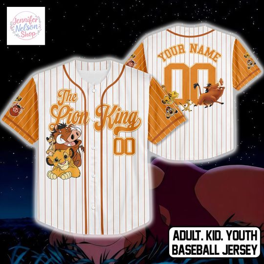 Discover Lion King Baseball Jersey, Simba Baseball Shirt, Personalized Name Number, Adult Youth Kid Baseball Jersey