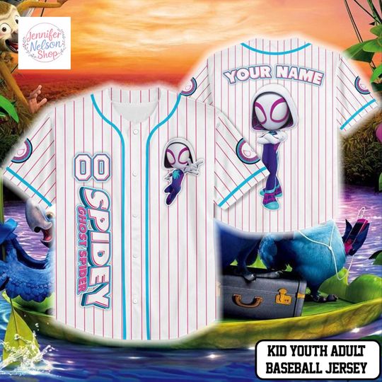 Custom Disney Spidey and Friends Gwen Ghost Spider Baseball White, Custom Spiderman Baseball Jersey Outfit