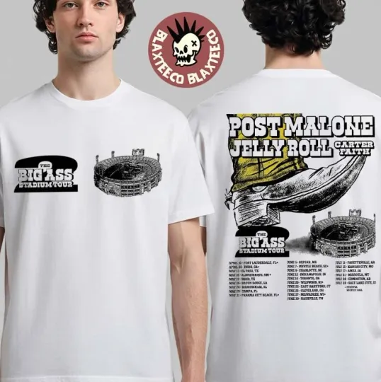 Discover Post Malone With Jelly Roll The Big Ass Stadium Tour Part 2 2026 T-Shirt