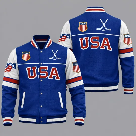 Discover 2026 USA Olympic Hockey Champions - All over Print Baseball Jacket