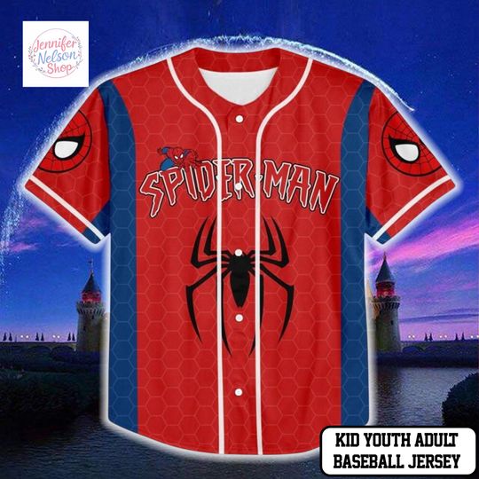 Discover Personalize Disney Spider Man Blue And Red, Custom Kid Youth Adult Disney Jersey Spider Man Jersey