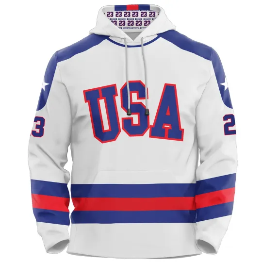 Discover Dave Christian USA Hockey Miracle on Ice 1980 Team Jersey White Hoodie