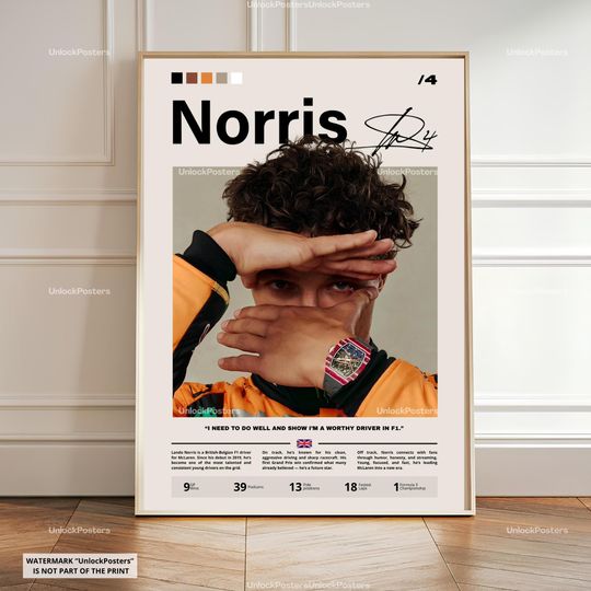 Discover Lando Norris Poster, Norris McLaren, Framed McLaren F1 Print, Motorsport Grand Prix Decor, Car Racing Artwork, Norris McLaren Wall Art