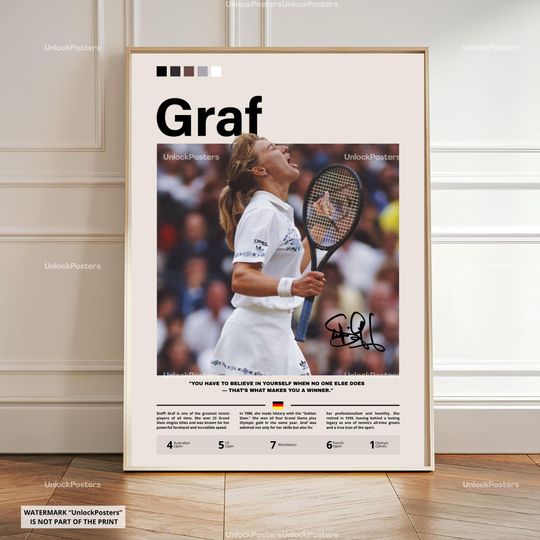 Discover Steffi Graf Poster, Graf Tennis Legend, Framed Tennis Print, Grand Slam Champion Decor, Vintage Sports Artwork, Steffi Graf Wall Art, Print