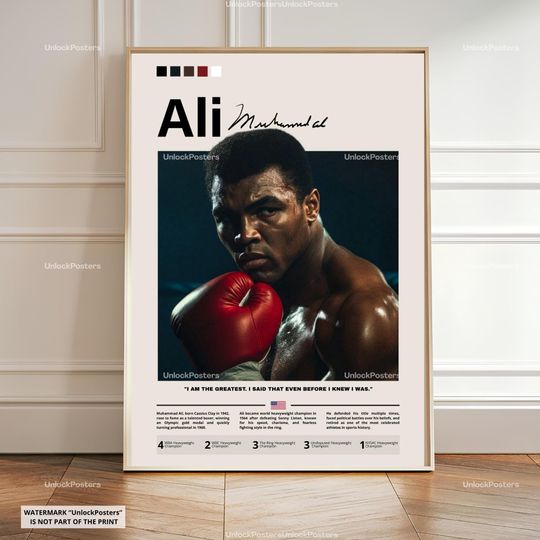 Discover Muhammad Ali Poster, Ali Print Artwork, The Greatest Decor, Boxing Legend Poster, Boxing Print Gift Idea, Ali Boxing Fan Gift, Ali Wall Art