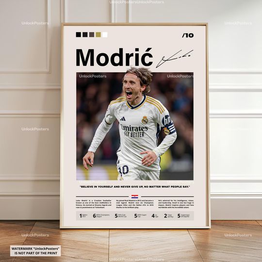 Discover Luka Modric Poster, Modric Real Madrid, Framed Real Madrid Print, Football Midfield Decor, Soccer Legend Artwork, Modric Wall Art, Print