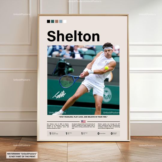 Discover Ben Shelton Poster, Tennis Poster, Motivational Poster, Sports Poster, Modern Sports Art, Tennis Gifts, Minimalist Poster, Tennis Art, ATP