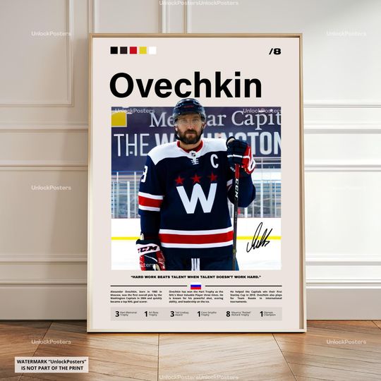 Discover Alex Ovechkin Poster, Ovechkin Capitals, Framed NHL Hockey Print, Ice Hockey Wall Decor, Washington Capitals Artwork, Hockey Legend Wall Art