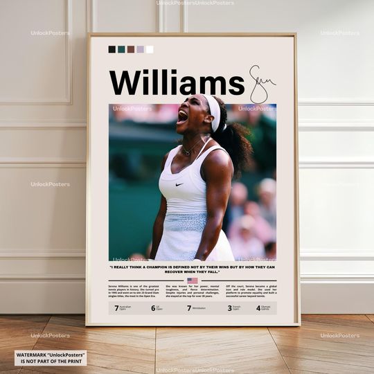 Discover Serena Williams Poster, Williams Tennis, Framed Grand Slam Print, Tennis Champion Decor, Sports Artwork, Serena Williams Wall Art, Print