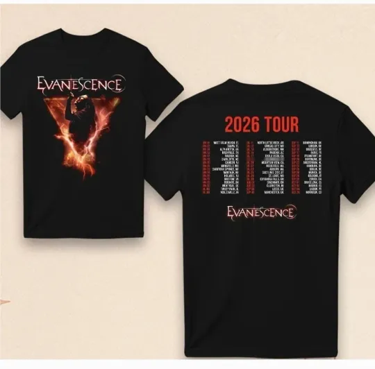 Evanescence 2026 Tour T-Shirt Double Sided Band Concert Tee