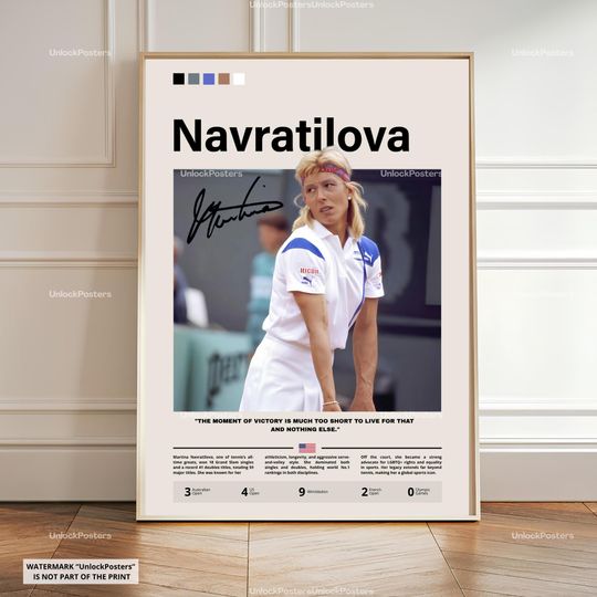 Discover Martina Navratilova Poster, Navratilova Tennis Legend, Framed Grand Slam Print, Tennis Champion Decor, Sports Artwork, Martina Navratilova