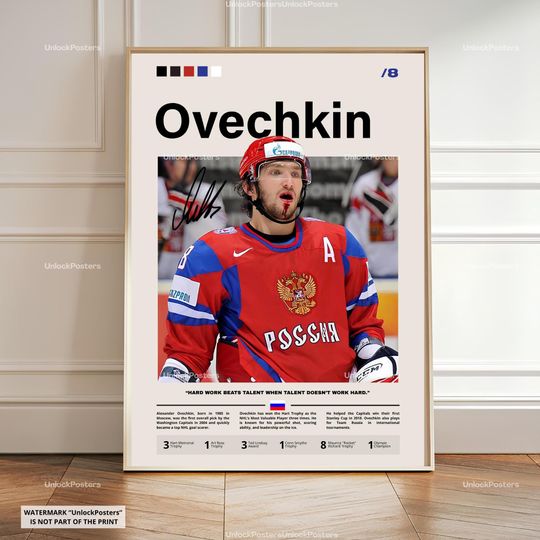 Discover Alexander Ovechkin Poster, Ovechkin Capitals, Framed Hockey Print, NHL Sports Decor, Ice Hockey Artwork, Ovechkin Wall Art