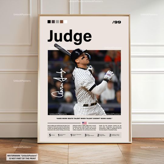 Discover Aaron Judge Poster, Judge Yankees, Framed Baseball Print, MLB Sports Decor, Baseball Artwork, Judge Wall Art, New York Yankees, MLB Star