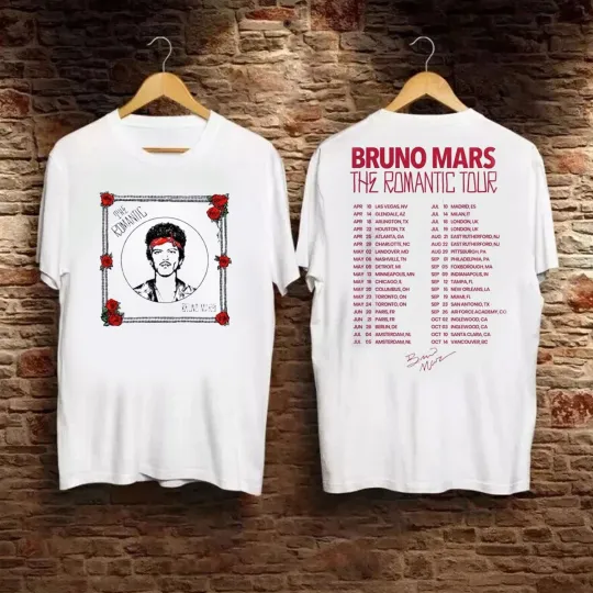 Discover Romantic Retro Concert Graphic T-Shirt with 2026 Music Tour Dates