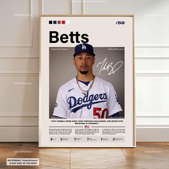 Discover Mookie Betts Poster, Betts Dodgers, Framed Baseball Print, MLB Decor, Baseball Wall Art, Mookie Betts Artwork, Dodgers Fan Gift, MLB WallArt