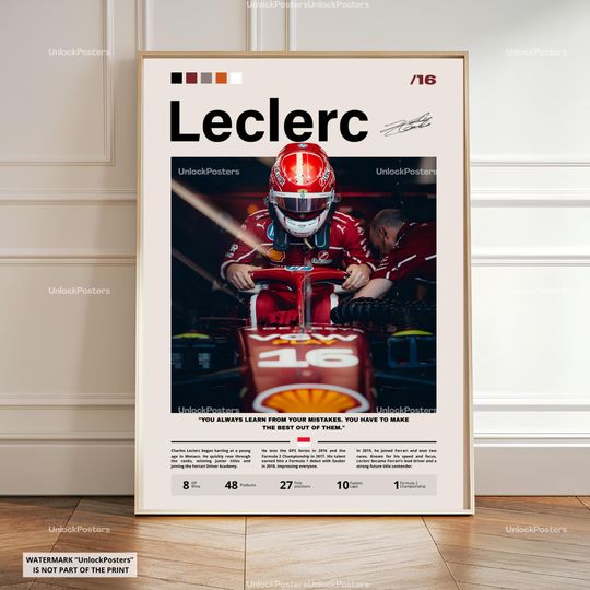 Discover Charles Leclerc Poster, Monaco Grand Prix Champion, Ferrari Racing Print, Formula 1 Wall Art, Ferrari Racing Decor, Charles Leclerc, F1 Gift