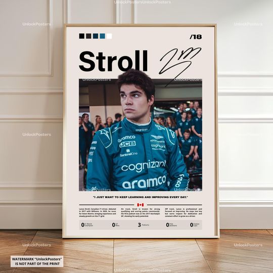 Discover Lance Stroll Poster, Stroll Aston Martin, Framed Aston Martin F1 Print, Motorsport Grand Prix Decor, Car Racing Artwork, Stroll Aston Martin