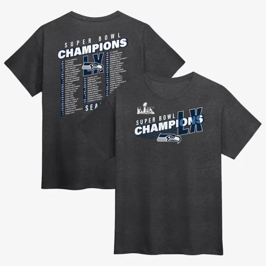 Discover Seattle Seahawks Super Bowl LX Champions Double Sided T-Shirt