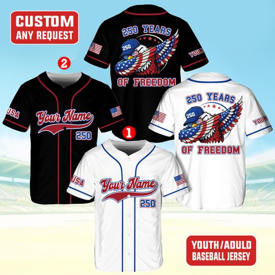 Discover Personalized USA Baseball Jersey, Custom Team Name Shirt, American Flag Baseball Jersey For Baseball Fans, Baseball Lovers, Patriotic Shirt